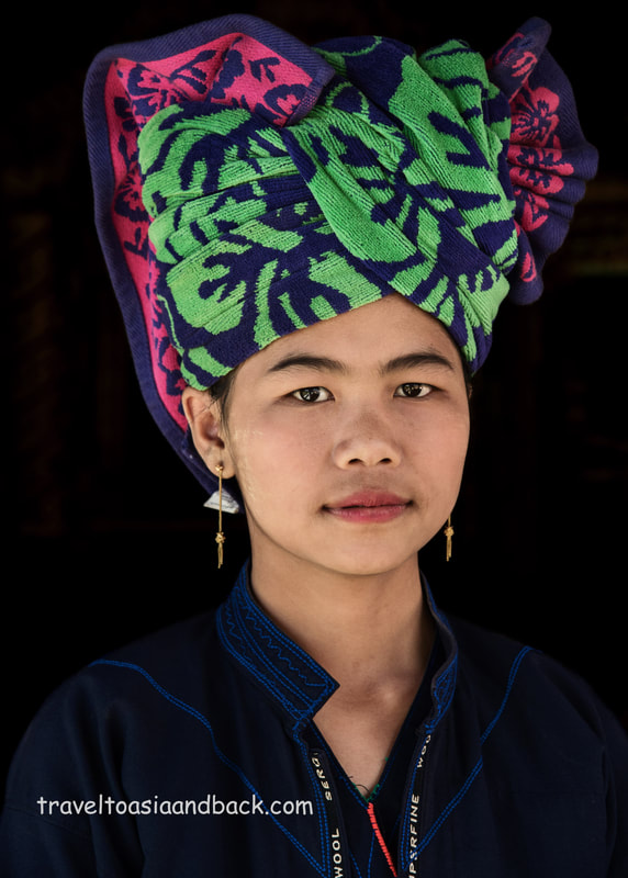 traveltoasiaandback.com - Pa-O headdress, Sankar, Shan State, Myanmar