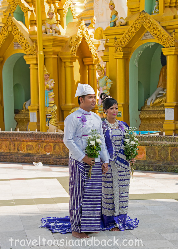 traveltoasiaandback.com - Traditional Burmese dress, Swedagon Pagoda, Yangon, Myanmar