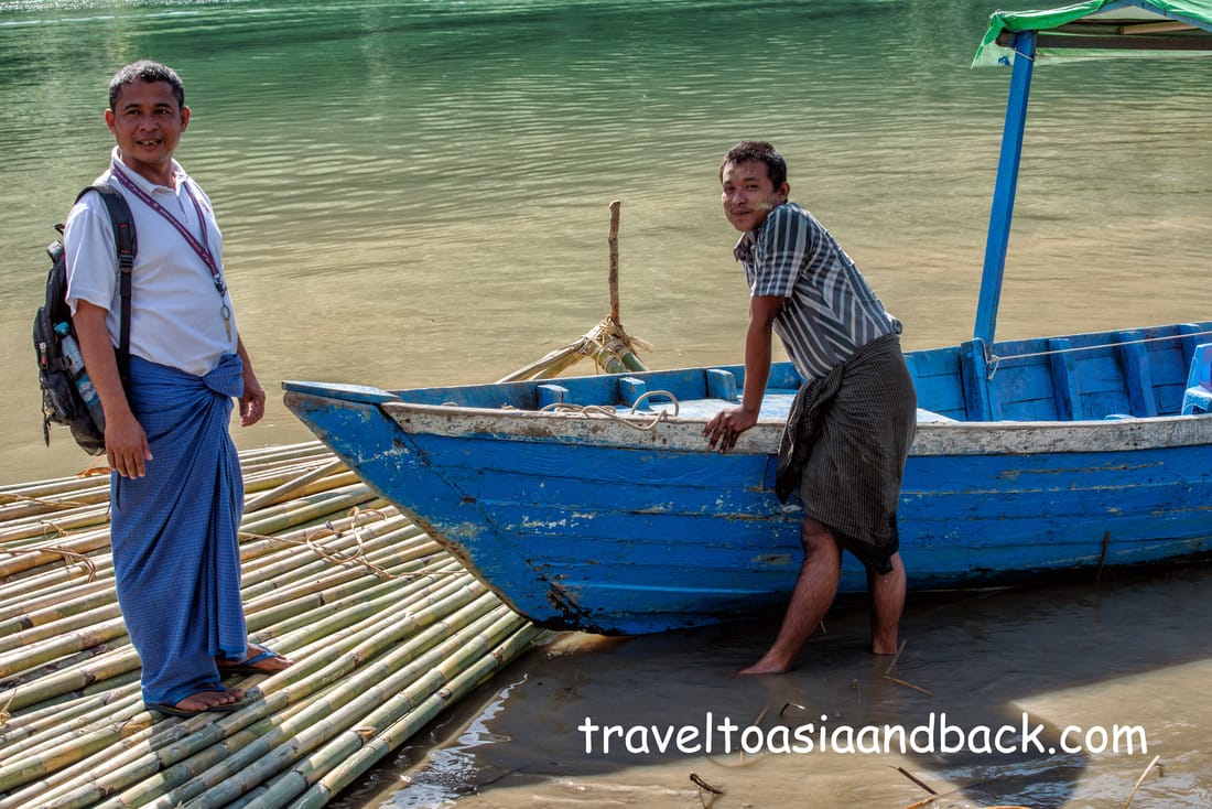traveltoasiaandback.com - Tour guide Nay Chay and our boatman, Lemro River, Rakhine State, Myanmar