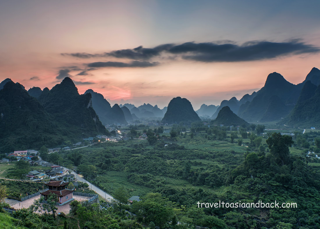 traveltoasiaandback.com - The sunset view from Truc Lam Phat  Thitch Pagoda, Cao Bang Province