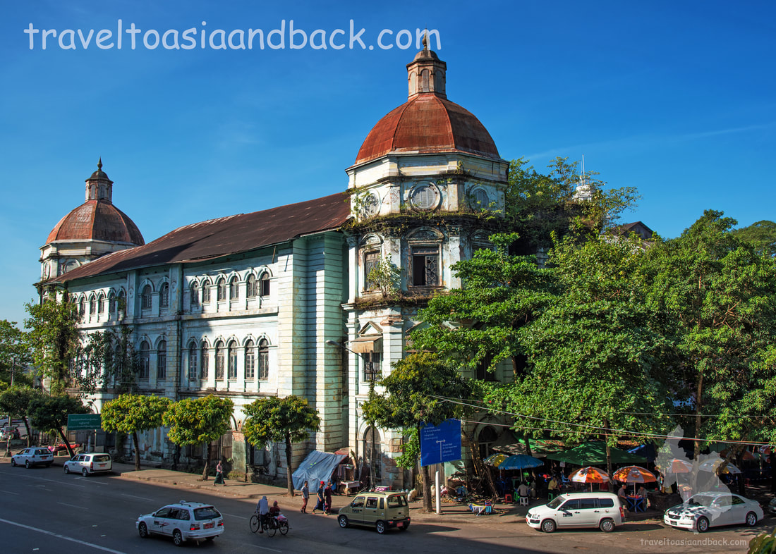 traveltoasiaandback.com - A colonial era building on Pansodan Street, Yangon, Myanmar