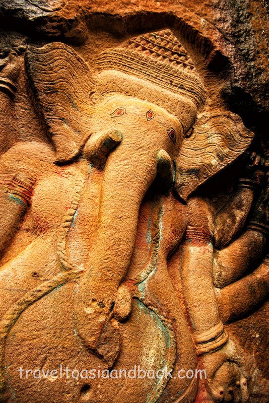 The eight armed Ganesh carving at Peung Kom Nuo, Svay Leu, Cambodia